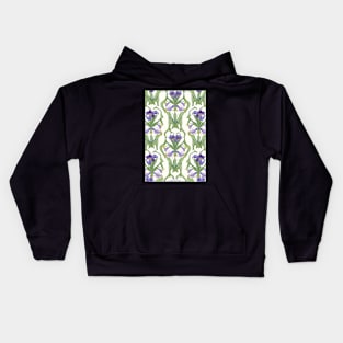 Floral Garden Botanical Print with Purple Iris Kids Hoodie